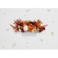 Rust, Cream & Burgundy Flower Comb. 5489