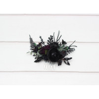 Purple & Black Gothic Floral Hair Comb 5411
