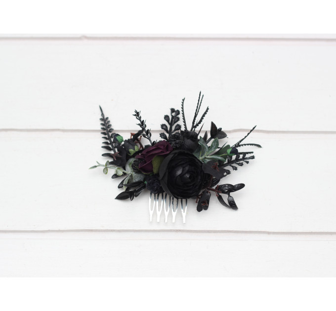 Purple & Black Hair Comb for Gothic Wedding Hairstyles