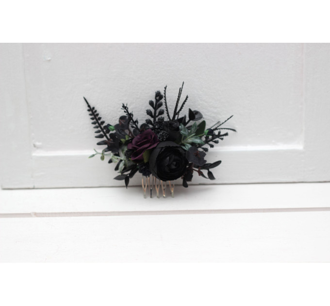 Purple & Black Hair Comb for Gothic Wedding Hairstyles