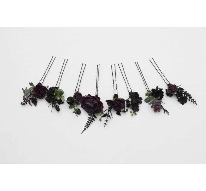 Gothic Hair Pins in Purple & Black for Bridal Hairstyles