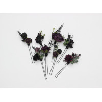 Purple & Black Gothic Hair Pins for Wedding Hairstyles 5411