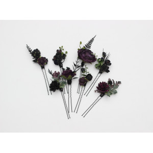 Purple & Black Gothic Hair Pins for Wedding Hairstyles 5411