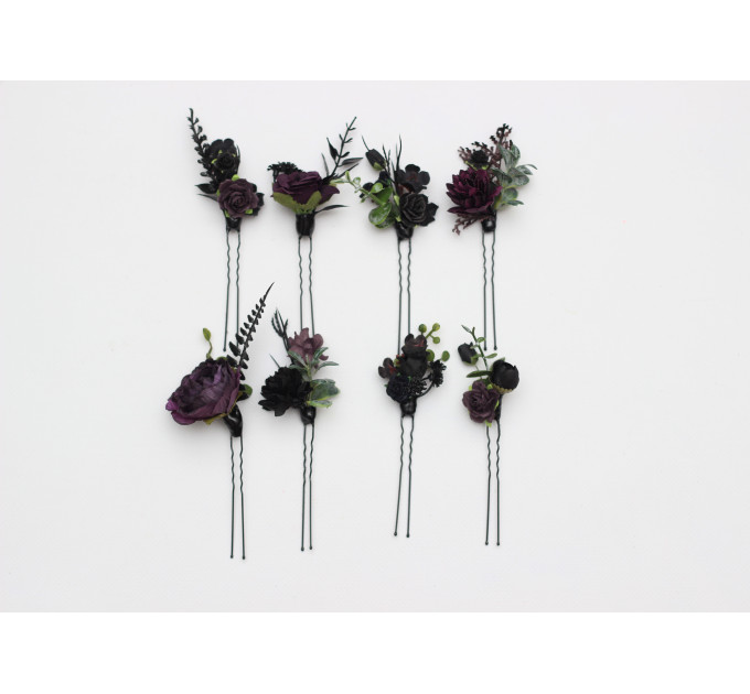 Gothic Hair Pins in Purple & Black for Bridal Hairstyles