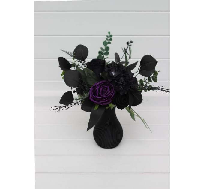 Gothic Vase Bouquet in Black & Purple