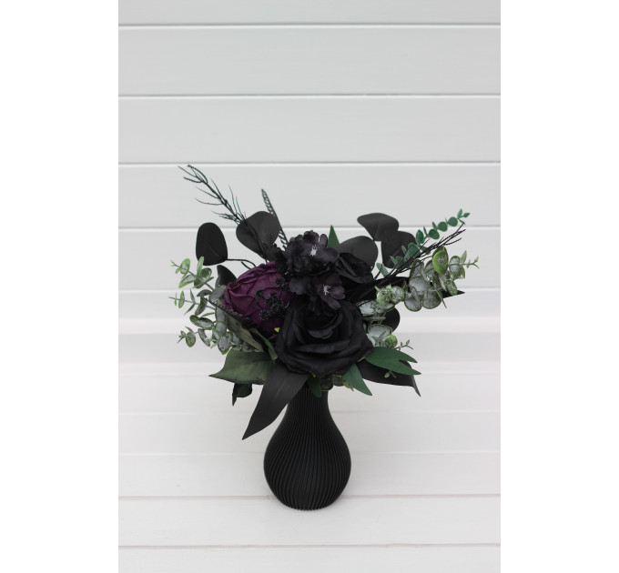 Gothic Vase Bouquet in Black & Purple
