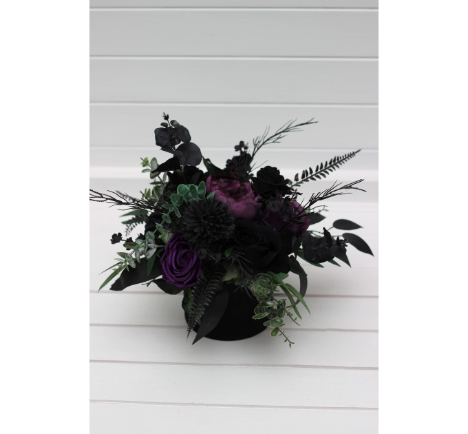 Gothic Wedding Centerpiece in Black & Purple