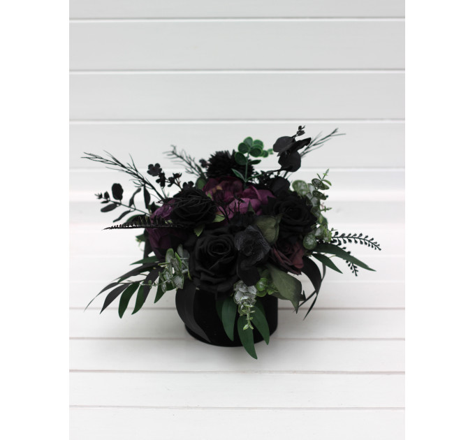 Gothic Wedding Centerpiece in Black & Purple