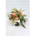 Peach, Yellow, White & Dusty Olive Asymmetrical Bridal Bouquet