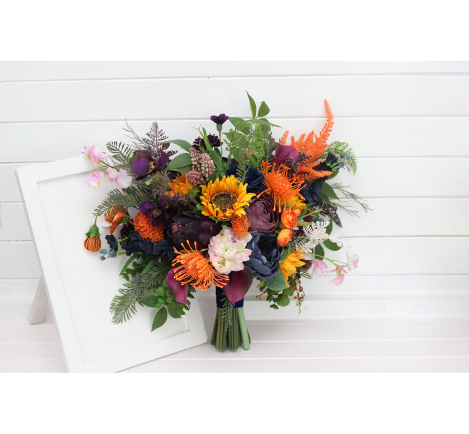 Bright Sunflower and Calla Lily Bridal Bouquet for Colorful Weddings