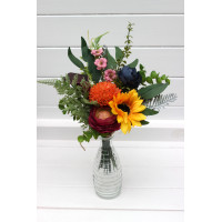 Colorful Sunflower Mini Bouquet for Vase in Orange, Blue, Purple, Pink & Green 5392-2