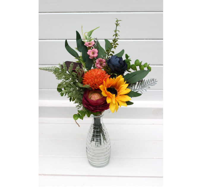 Bright Sunflower Mini Bouquet for Wedding Table and Vase Decor