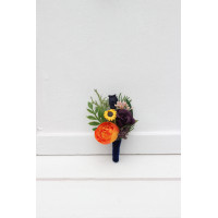 Sunflower Boutonniere: Navy Blue, Orange, Purple & Pink 5392-2