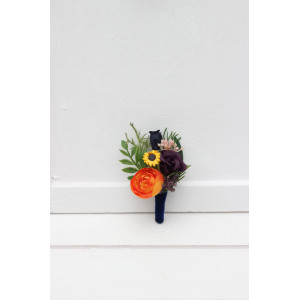 Sunflower Boutonniere: Navy Blue, Orange, Purple & Pink 5392-2