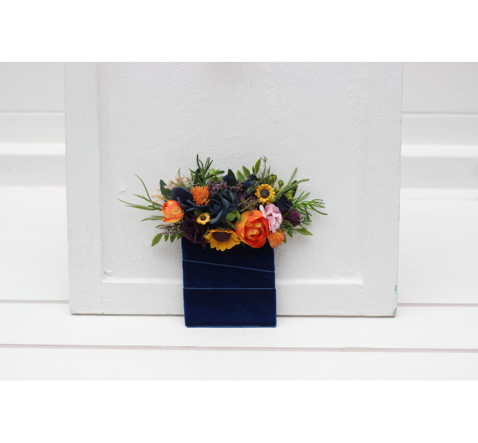 Orange, Blue, Purple, Pink & Green Pocket Boutonniere for Weddings