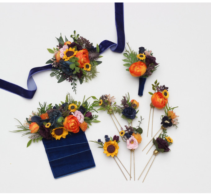 Colorful Sunflower Hair Pins for Bridal and Bridesmaid Hairstyles