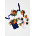 Colorful Sunflower Wrist Corsage in Navy Blue, Orange, Purple & Pink