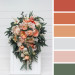 Romantic Cascading Wedding Bouquets in Blush Pink, Peach, White & Sage Green