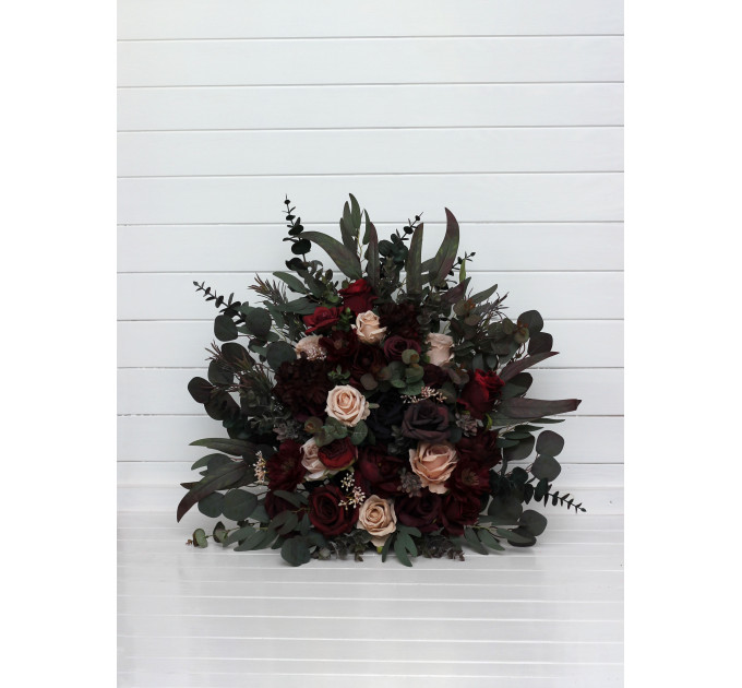 Wedding Aisle Arrangement in Burgundy, Purple & Beige
