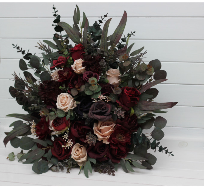 Wedding Aisle Arrangement in Burgundy, Purple & Beige