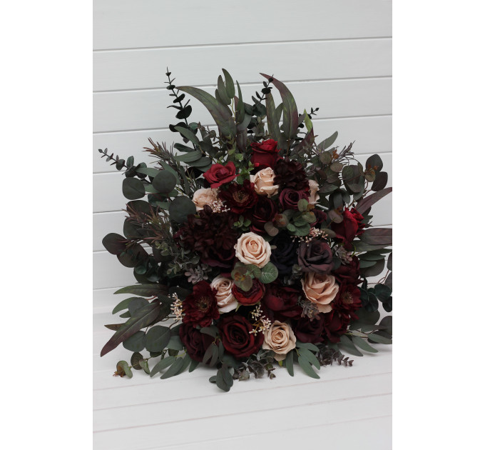 Wedding Aisle Arrangement in Burgundy, Purple & Beige
