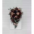 Moody Cascading Wedding Bouquet in Purple, Burgundy & Beige