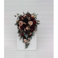 Purple, Burgundy & Beige Cascading Bridal Bouquet 5016