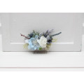 Wedding Hair Comb in Dusty Blue & White Tones