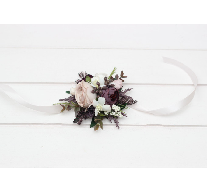 Purple, Blush Pink, Beige & Ivory Wrist Corsage for Weddings