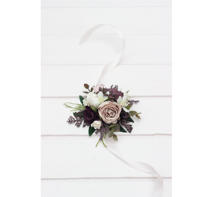 Purple, Blush Pink, Beige & Ivory Wrist Corsage for Weddings