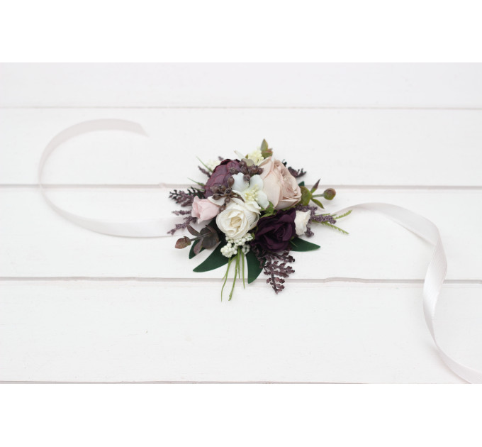 Purple, Blush Pink, Beige & Ivory Wrist Corsage for Weddings