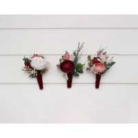 Burgundy Dusty Rose Blush Pink Boutonnieres 5491