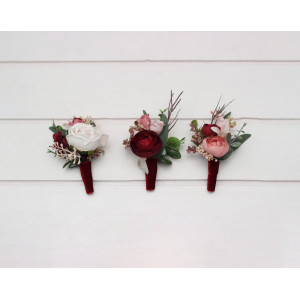 Burgundy Dusty Rose Blush Pink Boutonnieres 5491