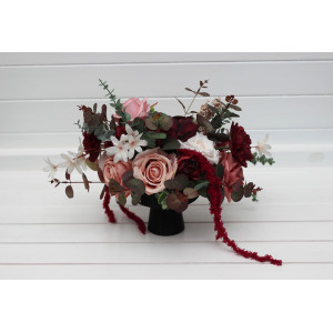 Burgundy Dusty Rose Blush Pink Table Centerpiece 5491