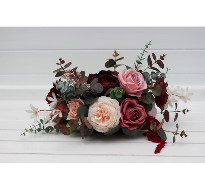 Wedding Centerpiece in Burgundy, Dusty Rose & Blush Pink