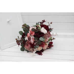 Burgundy Dusty Rose Blush Pink Round Bridal & Bridesmaid Bouquets 5491