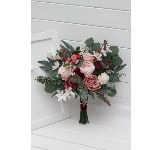 Wedding Bouquets in Burgundy, Dusty Rose & Blush Pink
