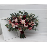 Burgundy Dusty Rose Blush Pink Bridal & Bridesmaid Bouquets 5491