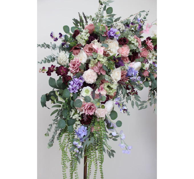 Wildflower Wedding Arch Flowers in Dusty Rose, Purple, Lilac, Ivory & Blush Pink