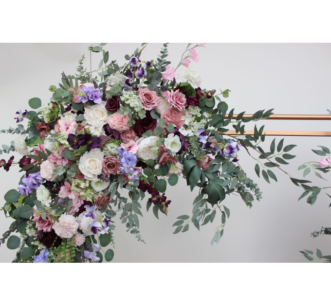 Wildflower Wedding Arch Flowers in Dusty Rose, Purple, Lilac, Ivory & Blush Pink