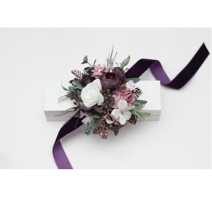 Purple, Lilac & White Floral Wrist Corsage for Special Occasions