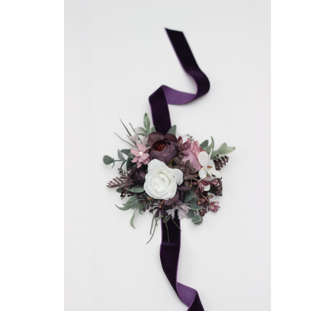 Purple, Lilac & White Floral Wrist Corsage for Special Occasions