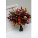 Wedding Bouquets in Plum, Purple, Orange, Rust & Beige | Cascading Faux Bridal & Bridesmaid Bouquets