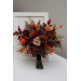 Wedding Bouquets in Plum, Purple, Orange, Rust & Beige | Cascading Faux Bridal & Bridesmaid Bouquets