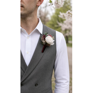 Burgundy Dusty Rose Blush Pink Boutonnieres 5491