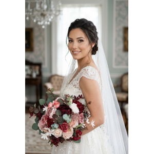 Burgundy Dusty Rose Blush Pink Round Bridal & Bridesmaid Bouquets 5491