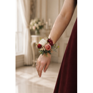 Burgundy Dusty Rose Blush Pink Wrist Corsage 5491