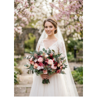 Burgundy Dusty Rose Blush Pink Bridal & Bridesmaid Bouquets 5491