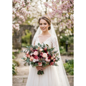 Burgundy Dusty Rose Blush Pink Bridal & Bridesmaid Bouquets 5491
