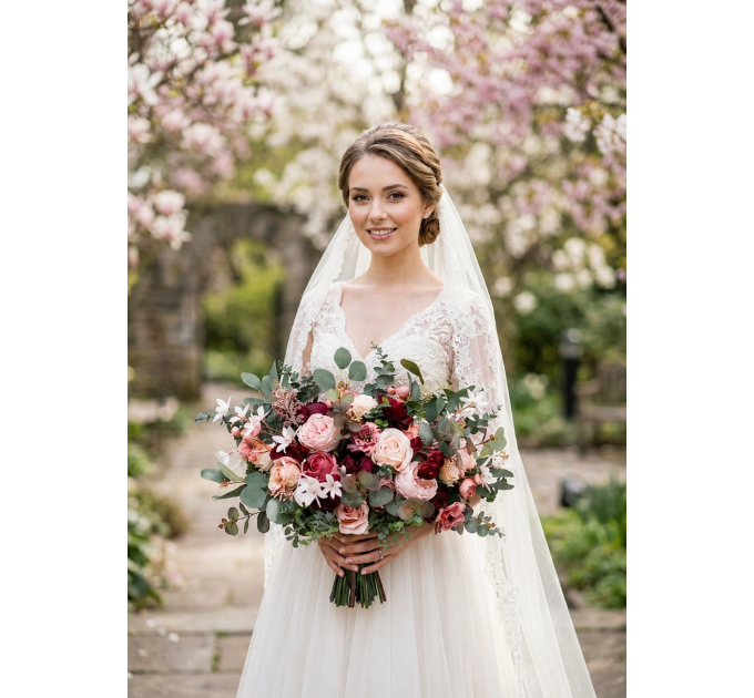 Wedding Bouquets in Burgundy, Dusty Rose & Blush Pink